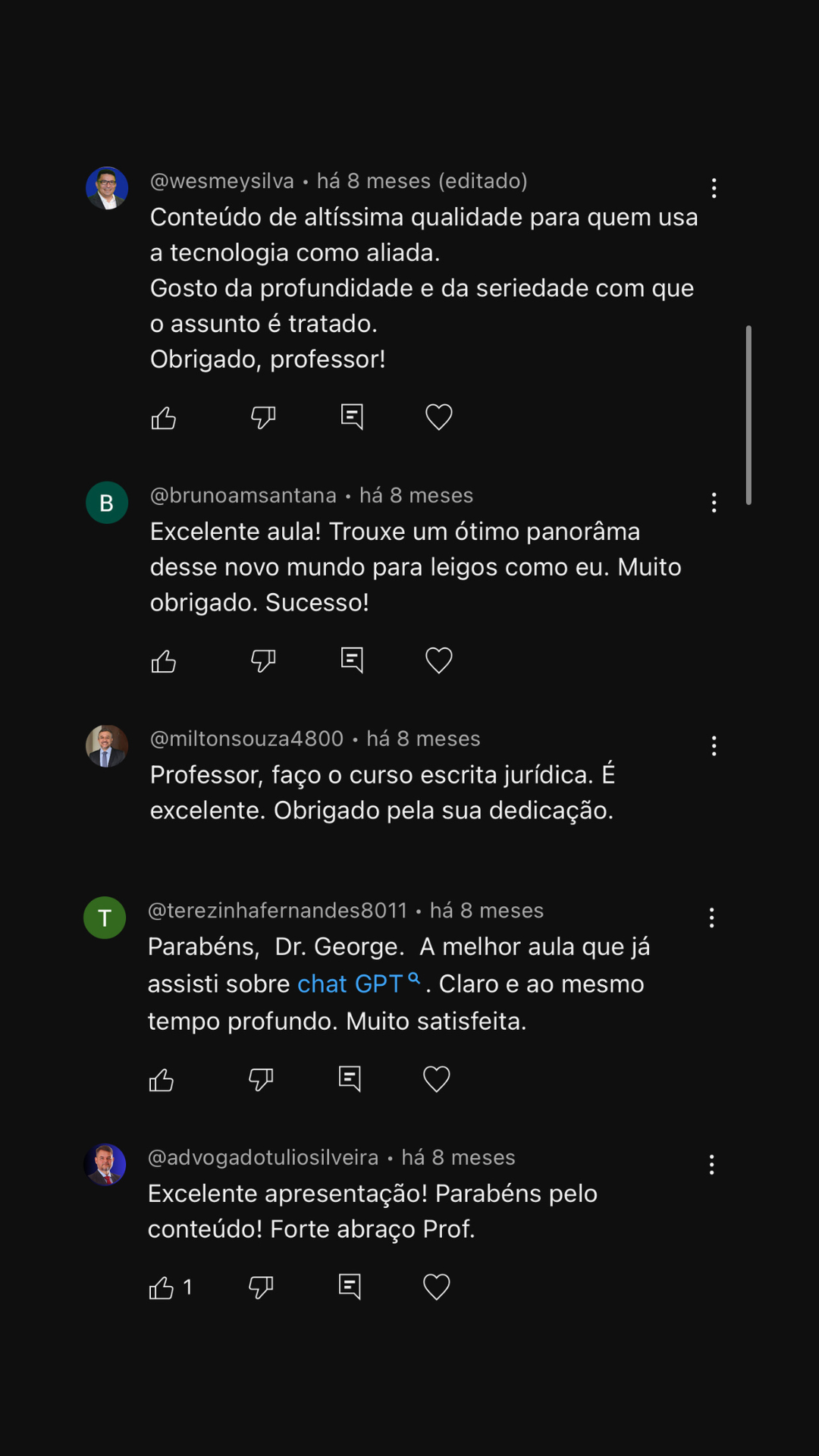Depoimento de aluno